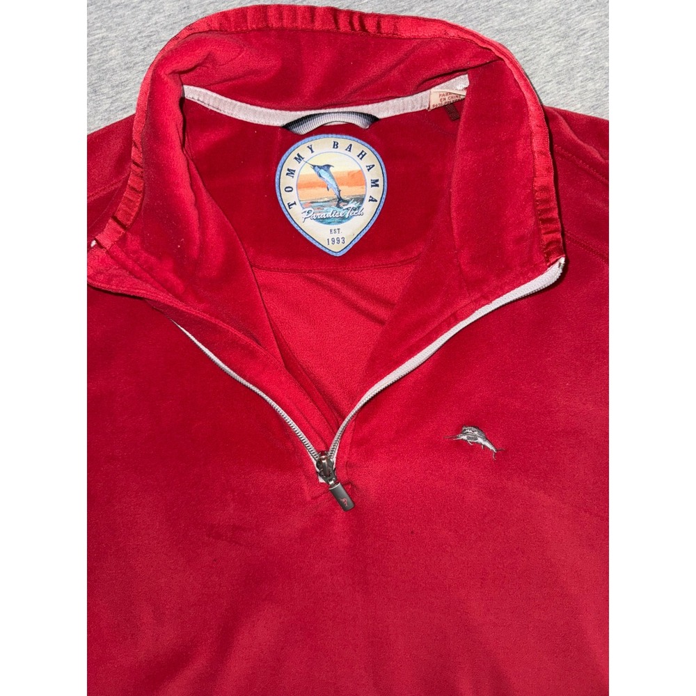 Tommy Bahama Men 1/4 Quarter Zip Pullover Red Paradise Tech Coastal Prep Size L